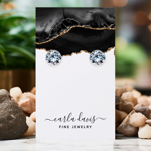 ブラック金ゴールドアゲート大理石イヤリングジュエリーディスプレイ 名刺