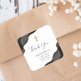 ブラック金ゴールドアゲート最初の聖餐式ありがとう スクエアシール