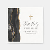 ブラック金ゴールドアゲート最初の聖餐式 スタンダードカクテルナプキン (正面)