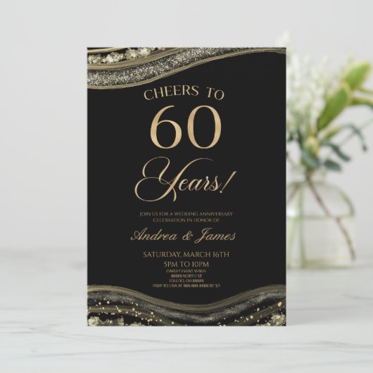 ブラック金ゴールドアゲート結婚60周年記念パーティー 招待状 (スタンド正面)