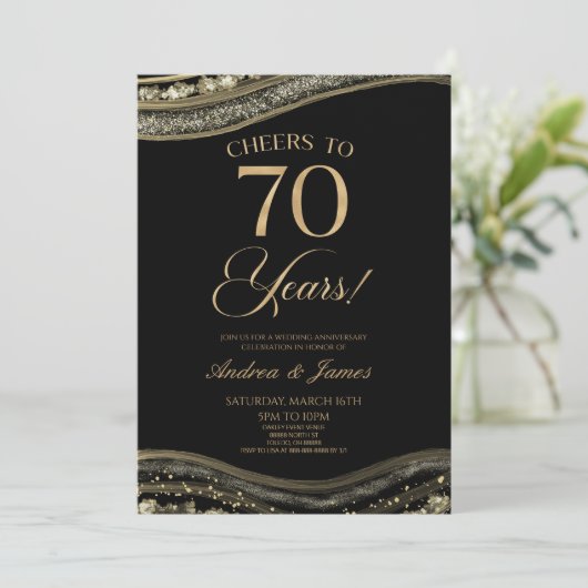 ブラック金ゴールドアゲート結婚70周年記念パーティー 招待状 (スタンド正面)