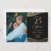 ブラック金ゴールドアゲート25結婚周年記念パーティー 招待状 (正面)