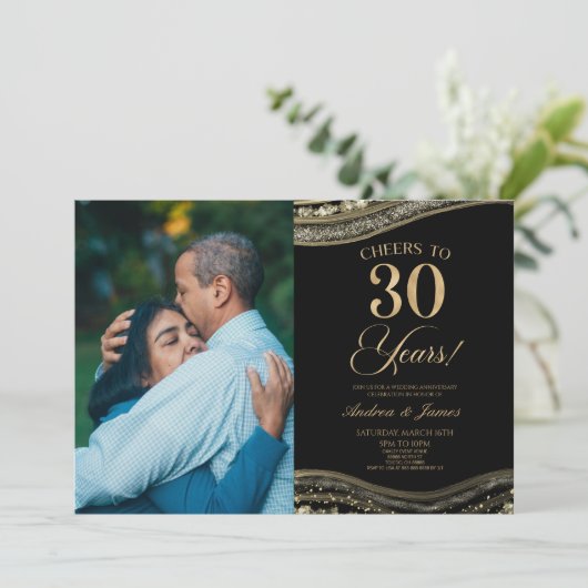 ブラック金ゴールドアゲート30結婚周年パーティー 招待状 (スタンド正面)