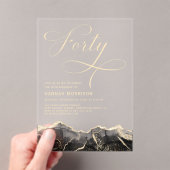 ブラック金ゴールドアゲート40th40誕生日パーティー アクリル招待状 (インサイチュ (ポータブル))