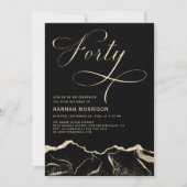 ブラック金ゴールドアゲート40th40誕生日パーティー 招待状 (正面)