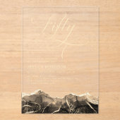 ブラック金ゴールドアゲート50th50誕生日パーティー アクリル招待状 (正面)