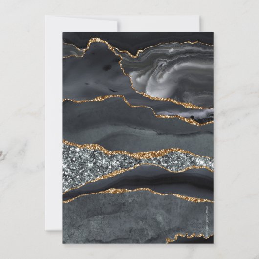 ブラック金ゴールドアゲート5 – 写真メリークリスマス 招待状 (裏面)