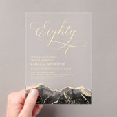 ブラック金ゴールドアゲート80th80誕生日パーティー アクリル招待状 (インサイチュ (ポータブル))