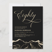 ブラック金ゴールドアゲート80th80誕生日パーティー 招待状 (正面)