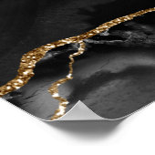 ブラック金ゴールドアゲー結婚トの歓迎サイン ポスター (角)