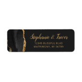 ブラック金ゴールドアゲ結婚ートブラシ差出人住所 ラベル (正面)