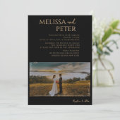 ブラック金ゴールドアルコールインクフォト結婚式招待状 招待状 (スタンド正面)