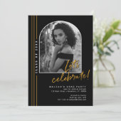 ブラック金ゴールドアーチオーバーレイグラードパーティの招待状 案内状 (スタンド正面)