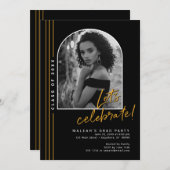 ブラック金ゴールドアーチオーバーレイグラードパーティの招待状 案内状 (正面/裏面)