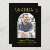 ブラック金ゴールドアーチフォト卒業招待状 招待状 (正面/裏面)