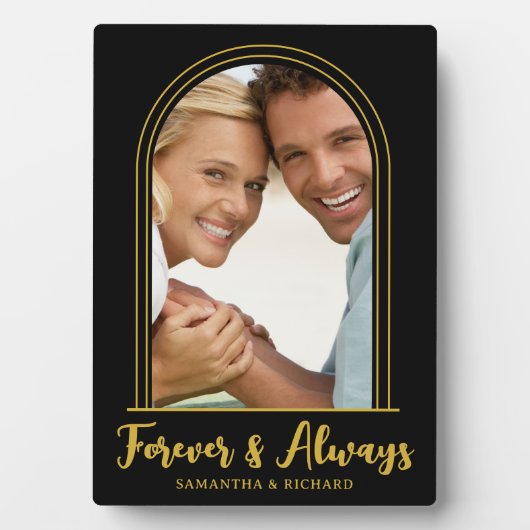 ブラック金ゴールドアーチ写真テンプレートフォーエバーズ常時ラブ フォトプラーク (正面)