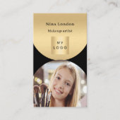 ブラック金ゴールドアーチ写真Qrソーシャルメディアのロゴプレミアム 名刺 (正面)