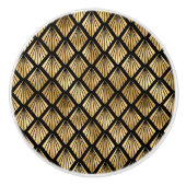 ブラック金ゴールドアートデコパターンセラミックノブ セラミックノブ (正面)