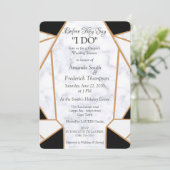 ブラック金ゴールドアート\ホワイトマーブルウェディングシャワー 招待状 (スタンド正面)