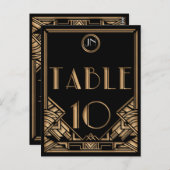 ブラック金ゴールドアールデコギャツビースタイルテーブル番号10 ポストカード (正面/裏面)