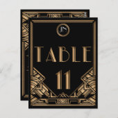 ブラック金ゴールドアールデコギャツビースタイルテーブル番号11 ポストカード (正面/裏面)