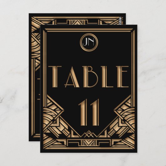 ブラック金ゴールドアールデコギャツビースタイルテーブル番号11 ポストカード (正面/裏面)