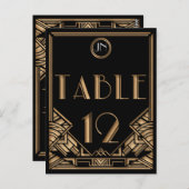 ブラック金ゴールドアールデコギャツビースタイルテーブル番号12 ポストカード (正面/裏面)