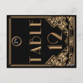 ブラック金ゴールドアールデコギャツビースタイルテーブル番号12 ポストカード (裏面)
