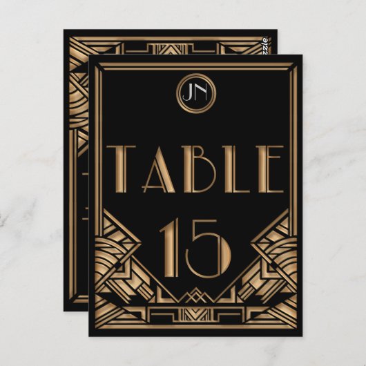 ブラック金ゴールドアールデコギャツビースタイルテーブル番号15 ポストカード (正面/裏面)