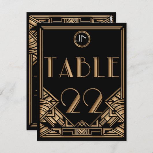 ブラック金ゴールドアールデコギャツビースタイルテーブル番号22 ポストカード (正面/裏面)