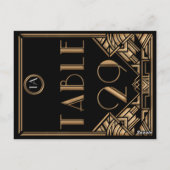 ブラック金ゴールドアールデコギャツビースタイルテーブル番号29 ポストカード (裏面)