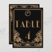 ブラック金ゴールドアールデコギャツビースタイルテーブル番号4 ポストカード (正面/裏面)