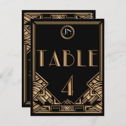ブラック金ゴールドアールデコギャツビースタイルテーブル番号4 ポストカード (正面/裏面)