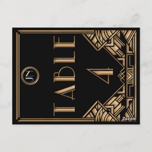 ブラック金ゴールドアールデコギャツビースタイルテーブル番号4 ポストカード (裏面)