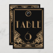 ブラック金ゴールドアールデコギャツビースタイルテーブル番号6 ポストカード (正面/裏面)