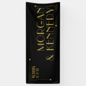 ブラック金ゴールドアールデコスタイル1920s結婚のバナー 横断幕 (縦)