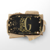 ブラック金ゴールドアールデコスパークルモノグラム 名刺