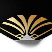 ブラック金ゴールドアールデコ結婚の看板へようこそ ポスター (角)