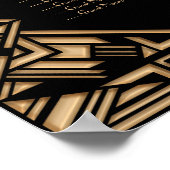 ブラック金ゴールドアールデコ結婚スタイルの座席表 ポスター (角)