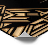 ブラック金ゴールドアールデコ結婚スタイルの座席表 ポスター (角)