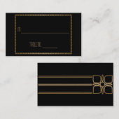 ブラック金ゴールドアールデコ結婚ピーコック座席表 プレイスカード (正面/裏面)