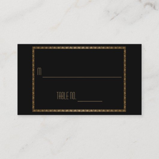 ブラック金ゴールドアールデコ結婚ピーコック座席表 プレイスカード (正面)