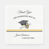 ブラック金ゴールドイエローキャップ&タッセル |卒業パーティー スタンダードランチョンナプキン (正面)