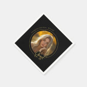 ブラック金ゴールドイエローフォト卒業パーティー スタンダードカクテルナプキン (角)