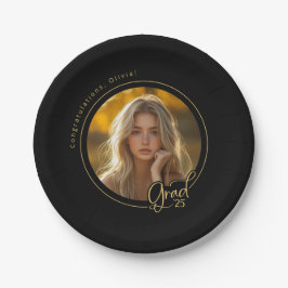 ブラック金ゴールドイエローフォト卒業紙プレート ペーパープレート