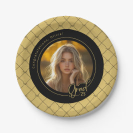 ブラック金ゴールドイエローフォト卒業紙プレート ペーパープレート