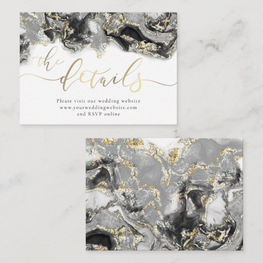 ブラック金ゴールドイ結婚ンクのWebサイトのエンクロージャカード エンクロージャーカード (正面/裏面)