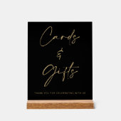 ブラック金ゴールドウェディングカードとギフトテーブル アクリルサイン (正面)