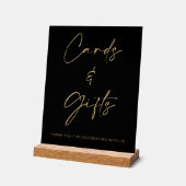 ブラック金ゴールドウェディングカードとギフトテーブル アクリルサイン (傾斜)