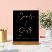 ブラック金ゴールドウェディングカードとギフトテーブル アクリルサイン (ウェディング)